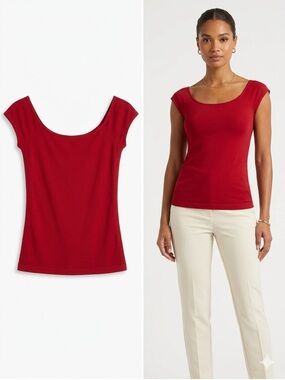 Women's Red Scoop Neck Tank - Sleek Cap Sleeve Fit
